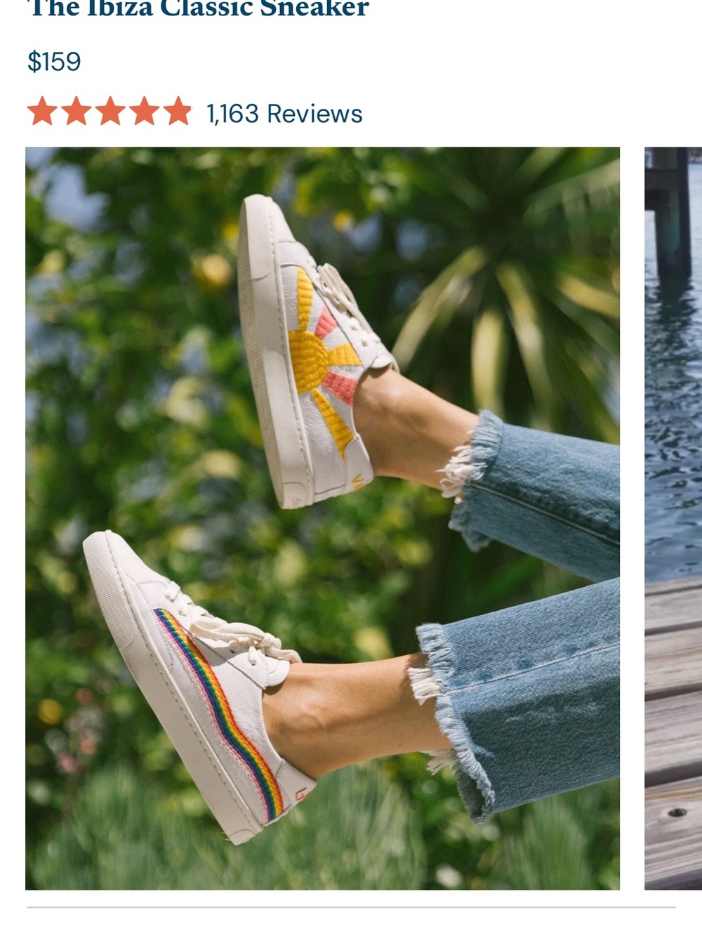 Soludos White Low-Top Sneakers with Rainbow Side Stripes
